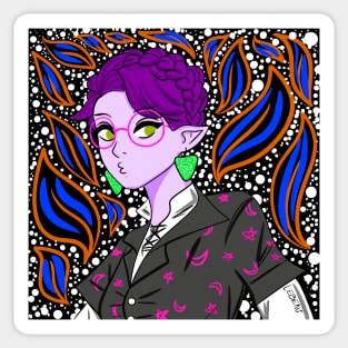 sweetheart purple elf, with magical patterns Sticker